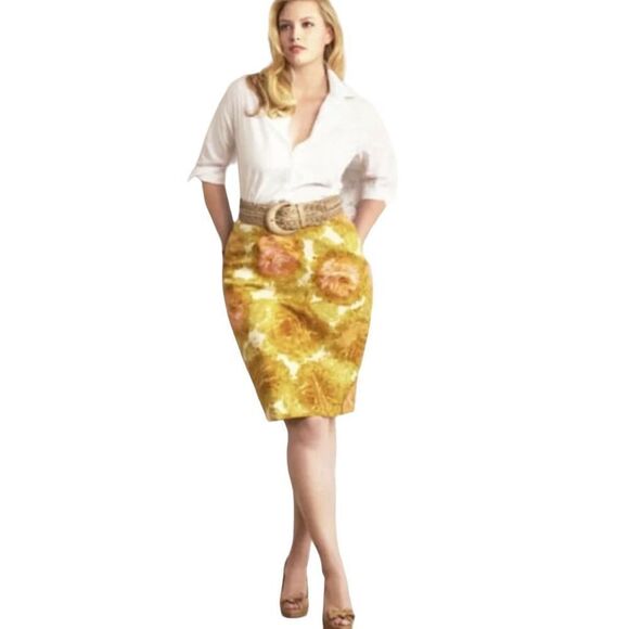 Talbots Petite Spring Watercolor Floral Lined Artsy Fall Pencil Skirt Size 4p - Picture 1 of 10